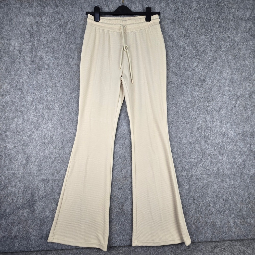 Better Together Flare Pants Womens L Cream Waffle Knit Drawstring PK11083PK